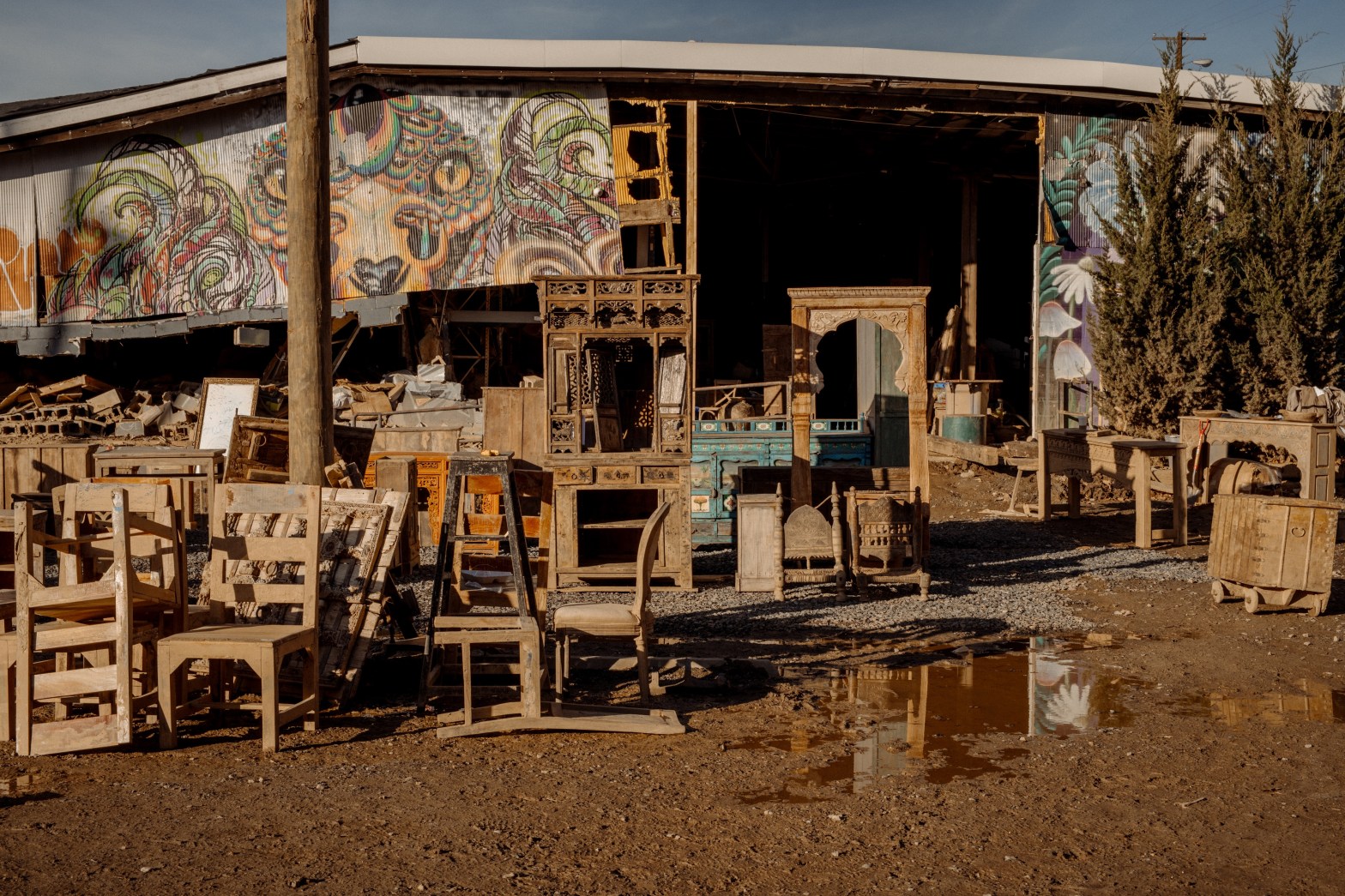 furniture outside a building after the flood